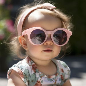 Customized <b>Round</b> <b>Sunglasses</b> UV400 Polarized Patterned Flexible Silicone Baby <b>Sunglasses</b> with Strap for Boys and Girls - Product Image 2