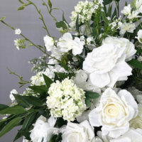 DKB Boule de fleurs artificielles 5D personnalisée en forme de cœur, multicolores, avec roses et roseaux mélangés, centre de table floral pour décoration de mariage