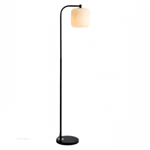Art designer floor lamp black and antique brass finished with ribbed opal glass lampshade for living room bedroom