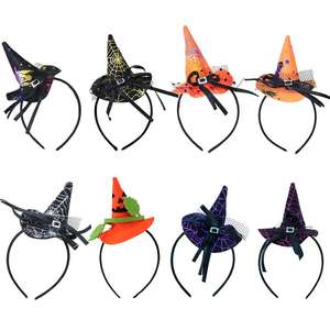 Diademas de Calabaza y Araña para Halloween, Diademas de Sombrero de Bruja y Mago para Niños y Adultos, Venta al Por Mayor - Product Image 1