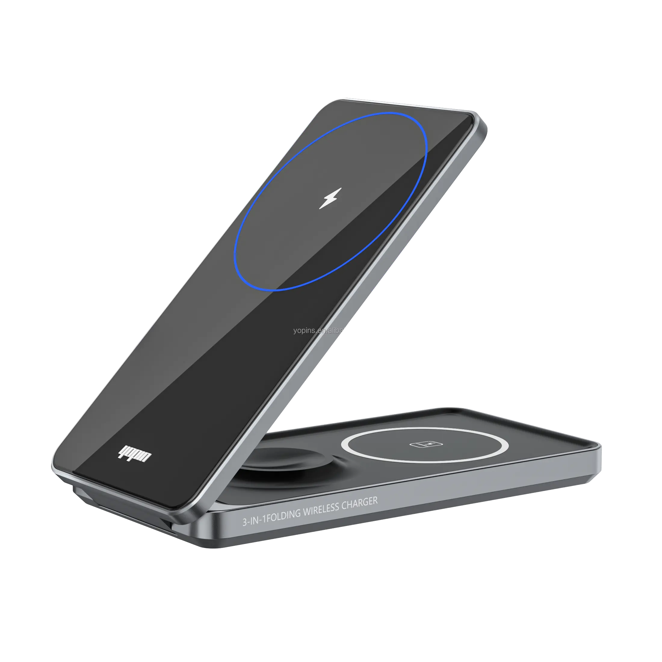 Produk baru 2024 pengisi daya nirkabel magnetik lipat tipe Flip 3 dalam 1 Desain super ramping portabel mini