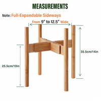 Support réglable pour plantes d'intérieur en bois de bambou Pots de fleurs et supports de jardinières de 9 à 12.5 pouces pour la maison et le jardin