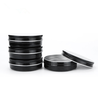WOGU 100ml Emballage Cosmétique Argenté 100g 3oz Pot en Aluminium Noir pour Huile Capillaire, Cire, Soins Corporels, Rangement de Pommades et Crèmes