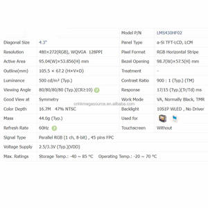 Pantalla LCD LMS430HF02 Original Nueva de 4.3 Pulgadas, Resolución 480*272, Panel LCD LMS430HF02 - Product Image 3