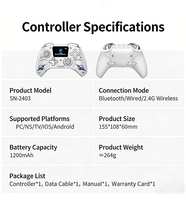 Manette sans fil BT grand écran pour Nintendo Switch PRO, téléphone portable iOS et Android, pour console PS avec RGB intégré