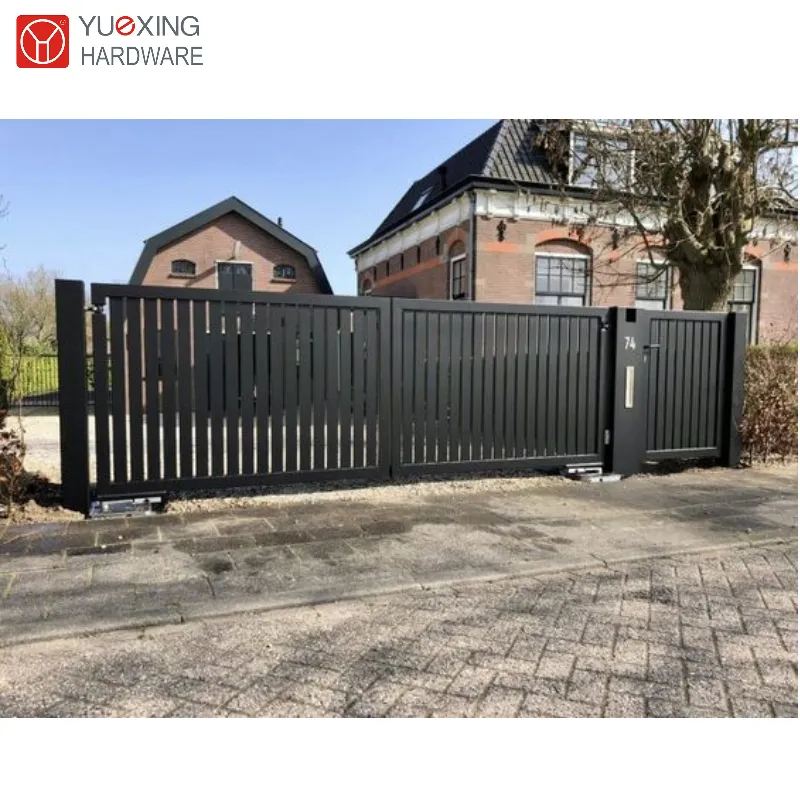 Garden Security System black color driveway Sliding gate customized drive way easy maintenance aluminum gate