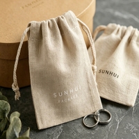 Pochette à cordon en coton naturel, lin et jute, anti-poussière, avec logo personnalisé, petit sac cadeau pour bijoux, bougies, savons, emballage de thé