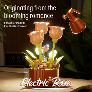 Blocchi di Costruzione Elettrici a Forma di Rosa, 334 Pezzi, Mattoncini LED con Luce Dinamica Rotante, Bouquet di Rose, Luce Notturna Romantica, Regalo - Product Image 1