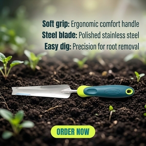 Ensemble d'outils de jardinage en acier inoxydable pour le désherbage manuel et la repiquage, avec manche en plastique - Product Image 2