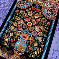 Tapestry Dinding Motif Vas Bunga Persia Vintage, Latar Belakang Hitam, Seni Tenun, Dekorasi Rumah 50*80cm