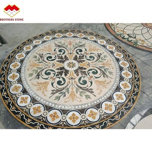 Piastrelle in Marmo Rotonde con Design Floreale a Getto d'Acqua <span class=keywords><strong>per</strong></span> Foyer di Lusso, Medaglione in Marmo Personalizzato - Product Image 3