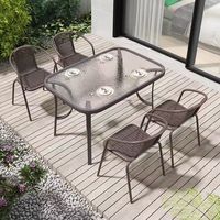 Mobilier d'extérieur moderne avec cadre en métal imperméable et dessus en verre pour cour et jardin et parc Design durable