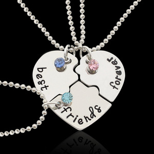 Meilleur ami <span class=keywords><strong>potins</strong></span> pendentif 2 pièces ensemble plaqué rhodium Couple collier bijoux de mode cadeau pour hommes femmes célébrant l'amitié - Product Image 1
