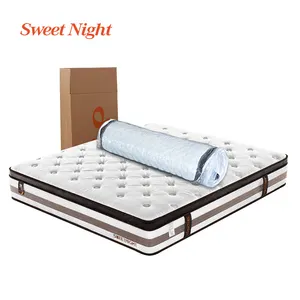 Chinese hard foam latex spring king size 5 zoned Pocket Spring Europe top mattress with memory foam in box