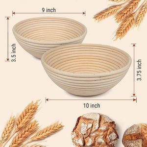 Juego de Cuencos Redondos de 9/10 Pulgadas para Fermentación y Horneado de Pan, Aptos para Horno, con Forro, Raspador para Panadería de Levadura, Cuchilla para Masa y Tapete de Horneado - Product Image 5