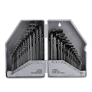 30 pezzi chiave a brugola con finitura nera SAE con chiave a brugola lunga a braccio corto da MM con custodia - Product Image 1