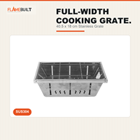 FLAMEBUILT Grand barbecue de camping pliable au charbon de bois 43 x 22 cm, corps en acier inoxydable SUS304, grille pour barbecue extérieur toutes saisons