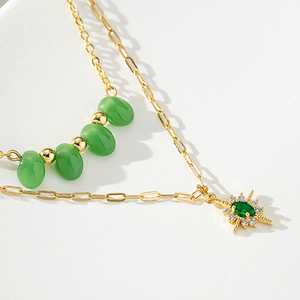 Collana in oro da donna collana impermeabile placcata in pietra naturale di alta qualità con ciondolo in pietra naturale di alta qualità - Product Image 4