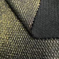 Tissu uni brillant antistatique en polyester tricoté 100 % noir avec feuille d'or scintillante, idéal pour les vêtements de filles - Vente chaude