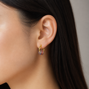 Boucles d'oreilles créoles multicolores en zircon, en acier inoxydable plaqué or 14 carats sous vide, avec anneau d'espacement en cristal, bijoux - Product Image 5