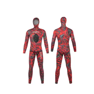 DIVESTAR Customized 3mm 5mm Neoprene Red Camo Outside Recubrimiento de titanio Lining Spearfishing Wet Suit for Hunting