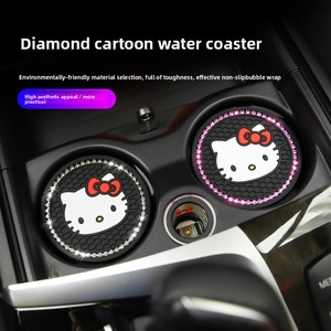 Cute Cartoon Cat <strong>Car</strong> Cup Holder Coaster, Bling Rhinestone Non-Slip Silicone Pad, Multi-Color <strong>Car</strong> Interior <strong>Accessory</strong> - Product Image 3
