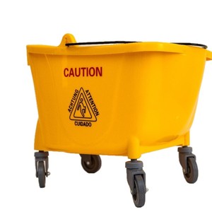 Cubo de fregado manual con centrifugadora de agua de 32L y carrito para uso en hoteles y limpieza comercial - Product Image 2