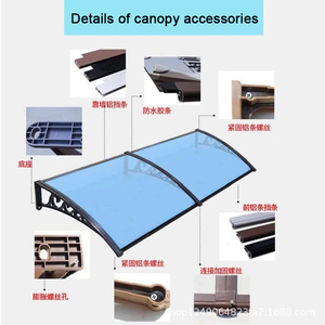 Auvent extérieur moderne pour porte et fenêtre, en aluminium avec <span class=keywords><strong>plaque</strong></span> acrylique et <span class=keywords><strong>polycarbonate</strong></span>, protection contre la pluie et la neige - Product Image 4