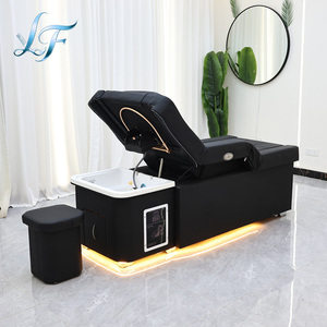 Fauteuil de lavage de luxe moderne et électrique pour salon de coiffure haut de gamme avec <span class=keywords><strong>bac</strong></span> à pieds intégré et tête réglable - Product Image 5