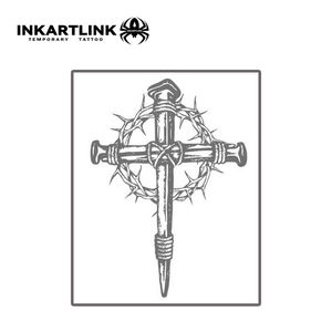 Pegatina <span class=keywords><strong>de</strong></span> <span class=keywords><strong>Tatuaje</strong></span> Herbal Personalizada con Diseño <span class=keywords><strong>de</strong></span> Espinas y Cruz, Resistente al Agua, <span class=keywords><strong>de</strong></span> Larga Duración (15 Días), Arte Corporal Semipermanente para Cuello y <span class=keywords><strong>Espalda</strong></span> - Product Image 3