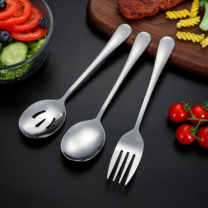 Ensemble de cuillères de service en acier inoxydable, fourchette à long manche pour le partage des aliments lors de fêtes - Product Image 2