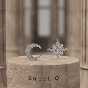 Boucles d'oreilles clous en or massif 14 carats avec étoile et lune, diamants de laboratoire, design pavé céleste, bijoux fins pour femme, cadeau élégant - Product Image 4