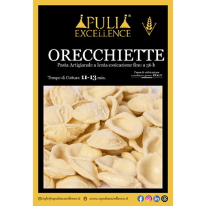Pasta artesanal italiana de alta calidad Orecchiette hecha en Italia 500g Receta de trigo duro Apulian - Product Image 2