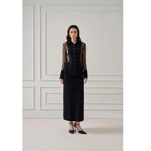 Camisas de alta moda para mujer, elegante CAMISA DE ENCAJE LUCIA, camisa con logotipo personalizado para mujer, cuello decorado con cristal, ropa de mujer - Product Image 3