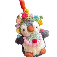 Pendentif en peluche Pingouin Shy Peanut, ornements de sac, figurine en peluche courte semi-fait main, style dessin animé mignon, embellissements pour vêtements et sacs