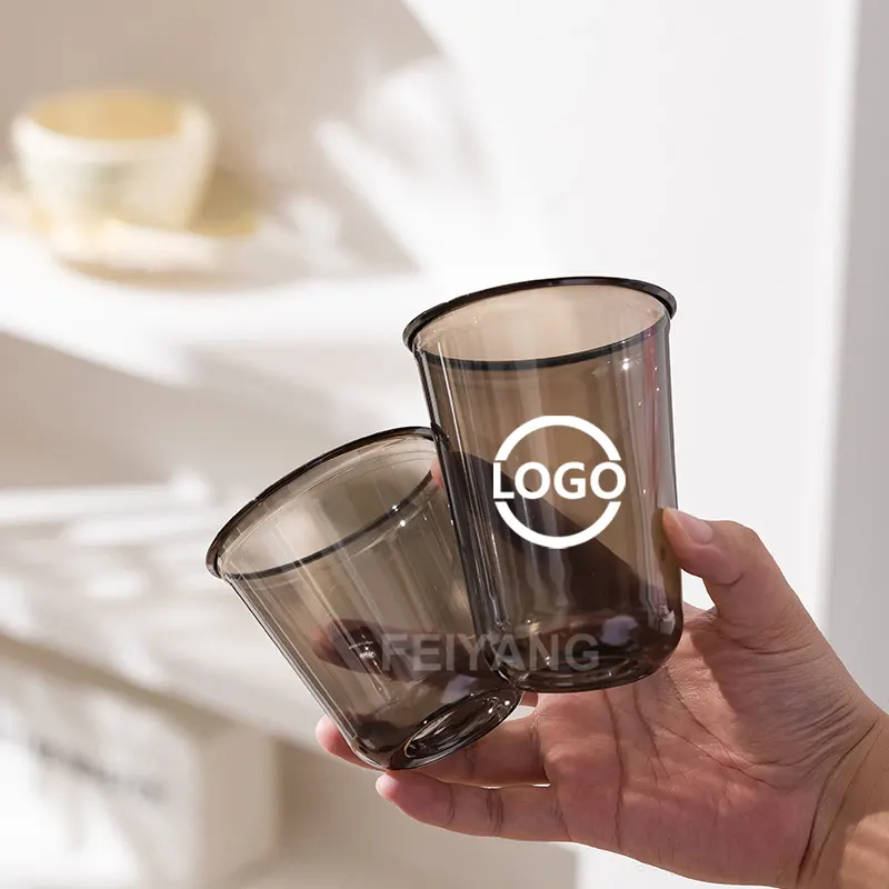 カスタムサイズのロゴプリントブラック透明クリア12オンス16オンス22オンスPETコールドコーヒー飲料用プラスチックカップ