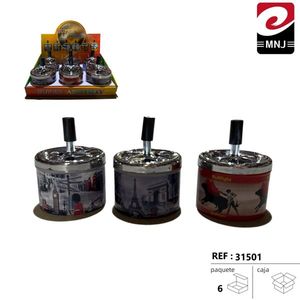 Cenicero Ashtray Metal Round With Handle For Indoor Outdoor Use - Product Image 2