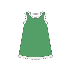 GSD4053 Vestido de Verano Personalizado para Niña, Color Azul Marino Sólido con Estampado de Conchas Blancas, Sin Mangas, Transpirable, Hasta la Rodilla, Venta al Por Mayor - Product Image 4