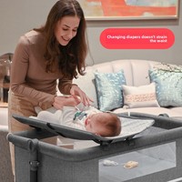 Lit de Bébé Portable en Métal Pliable et Attachable, Grand Lit Compact Style Européen, Berceau à Bascule pour Nourrisson, Table à Langer