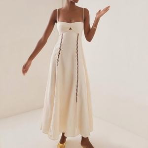 Nuevo Vestido Casual de Otoño de Alta Calidad a Bajo Precio, Vestido Casual Maxi de Lino y Algodón con Tirantes Finos de Alta Gama para Mujer - Product Image 1