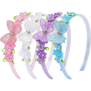 Diadema de Encaje con Mariposas, Diadema Infantil con Perlas y <span class=keywords><strong>Flores</strong></span>, Accesorios para el Cabello Hechos a Mano para <span class=keywords><strong>Niñas</strong></span>, Regalo Personalizado, Publicidad - Product Image 5