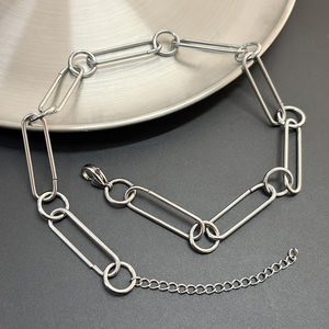 <span class=keywords><strong>Collier</strong></span> ras du cou VAF distinctif à chaîne ovale rectangulaire pour hommes en acier inoxydable - Product Image 4