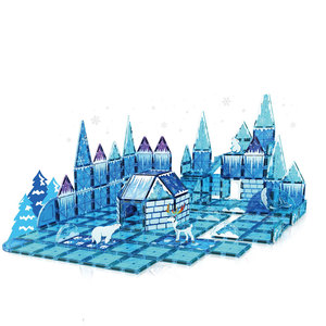 MAG-PARADISE 32 pièces, tuiles magnétiques sur le thème de la glace arctique, blocs de construction Ours polaire et Phoque, <span class=keywords><strong>jouet</strong></span> STEM Château de glace pour enfants 3+ - Product Image 3