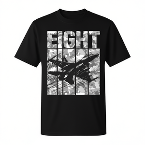 Camiseta de cumpleaños para niños de 8 años con diseño de avión de combate militar y camuflaje - Product Image 2