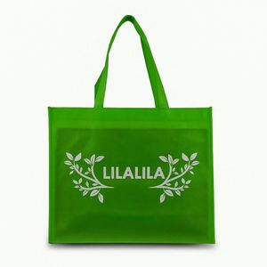 Custom <b>Printed</b> Tote Bag Green Color Promotional Giveaway Bag with Reinforced Handles Non-woven Fabric Bags - Product Image 1