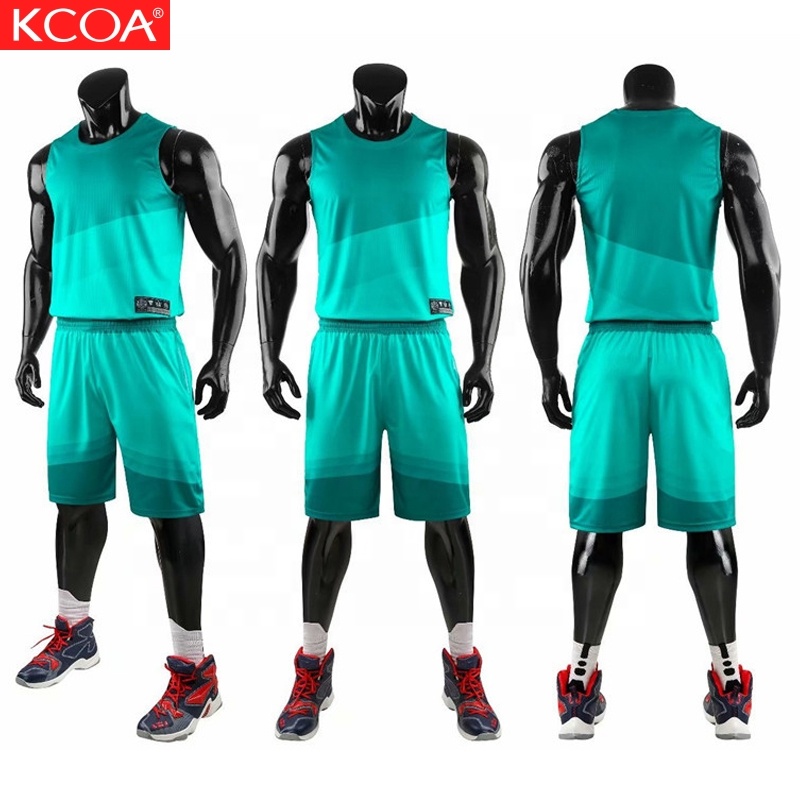 KCOA desgaste de baloncesto China en blanco al por mayor en blanco sublimado personalizado uniformes de baloncesto verde