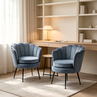 Fauteuil de salon de luxe en velours premium avec dossier en forme de pétale, pieds en métal doré pour salon, hôtel, café