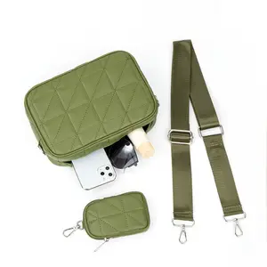 Tas tangan dan dompet kecil dengan bantalan kustom desainer Merek Terkenal kulit PU berlapis tas selempang mengembang