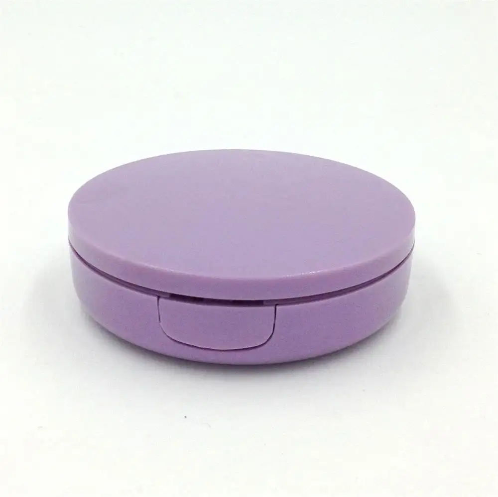 Doble capa individual vacío redondo de plástico rubor compacto comprimido polvo caja contenedor con espejo