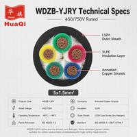 Cable Flexible de Cobre con Aislamiento XLPE y Revestimiento LSZH, Estándar IEC Huaqi WDZB-YJRY 5x1.5mm2, 450/750V